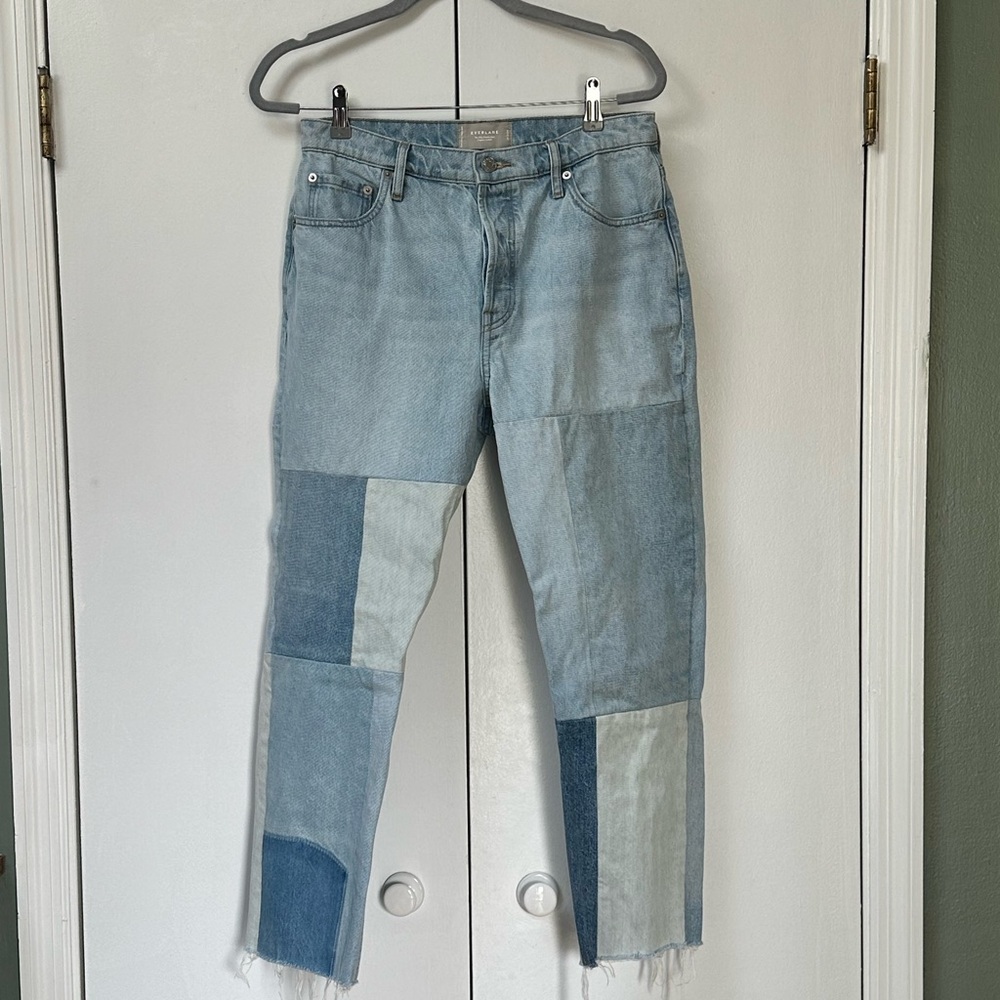 Straight high waisted cropped patchwork Everlane jeans